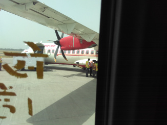 Taken from the bus: our plane to Dharamsala. Sorry not to have taken a picture after arrival, but we were busy fleeing the rain then.
