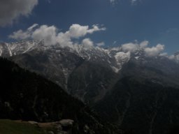 View of the Dhauladhar mountain peaks from Triund