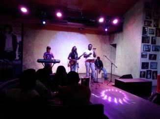 The band playing.